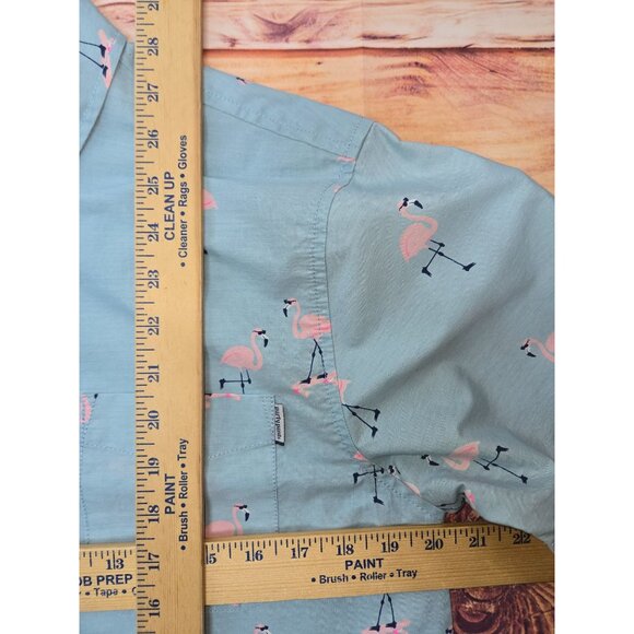 Party Pants Mens Flamingo Print Cabana Shirt Medium - Picture 8 of 8
